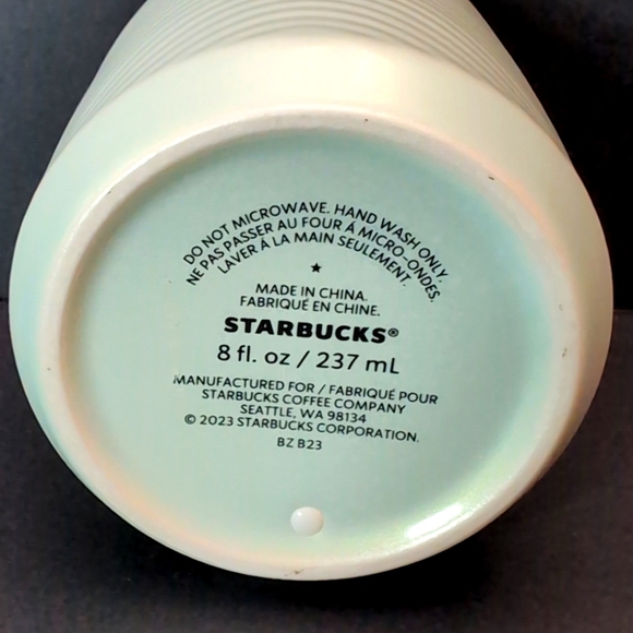 Starbucks Mint Green Pearlescent Ribbed Ceramic Travel Cup,8 fl oz - Picture 4 of 6